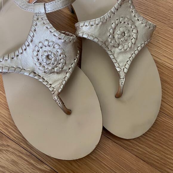 Jack Rogers Maci Ankle Strap Leather Sandals Gold Size 8 - Picture 3 of 6